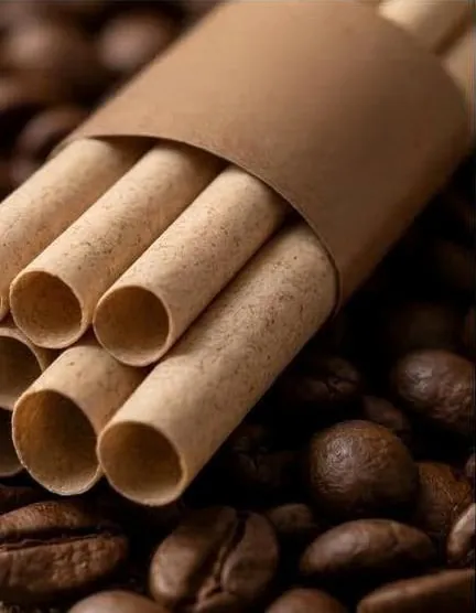 Cocopac Brew coffee ground and rice husk straws